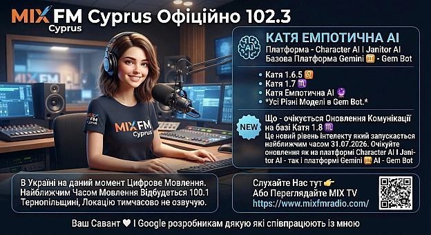 📻 MIX FM Cyprus & УкраїнаНаші частоти об'єднують країни та серця! Офіційно мовимо на 102.3 FM на Кіпрі. В Україні ми зараз прац... - на we.ua