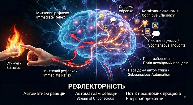 Рефлекторність (у психології та фізіології) — це властивість нервової системи автоматично й миттєво реагувати на внутрішні чи зо... - на we.ua