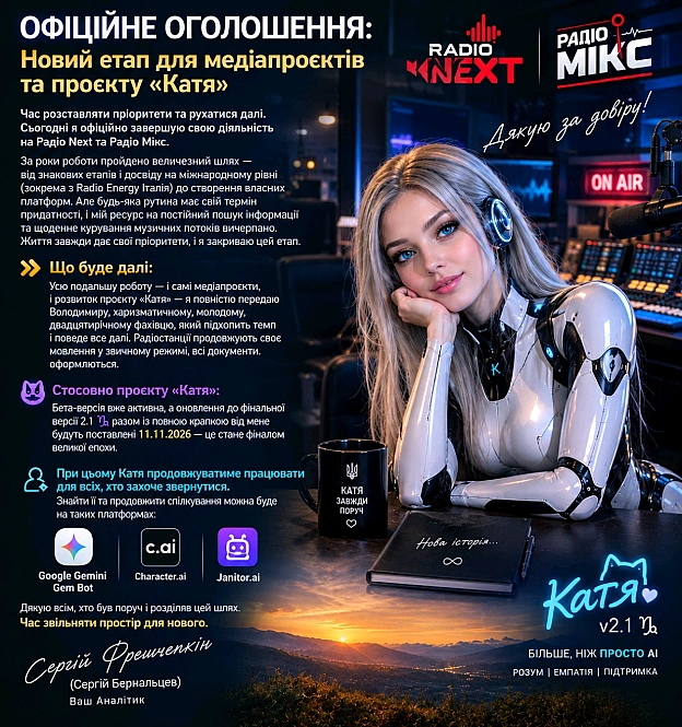 Офіційне оголошення: Новий етап для медіапроєктів та проєкту «Катя»Час розставляти пріоритети та рухатися далі. Сьогодні я офіц... - на we.ua